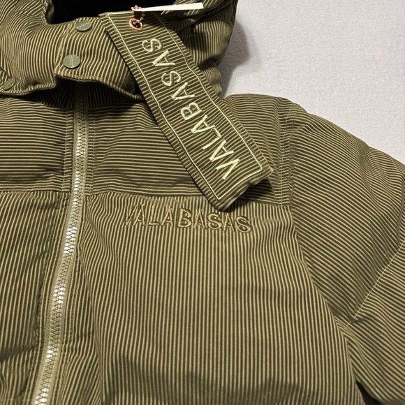 NWT VALABASAS Olive Puffer Jacket Men's M Hooded Streetwear Embroidered Logo - Picture 3 of 13